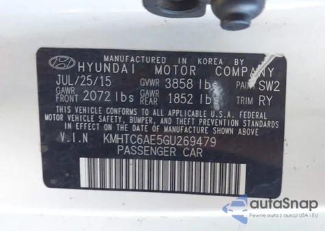 2016 Hyundai Veloster Turbo z USA, uszkodzony, nr VIN KMHTC6AE5GU269479